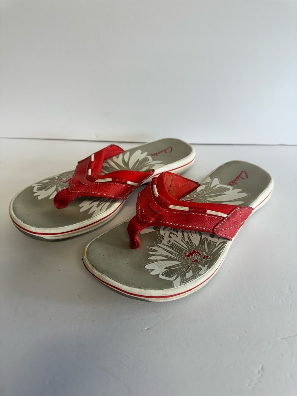 Clarks red sandals size 7 women’s